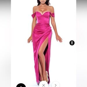Miss Circle Slit Corset Satin Dress